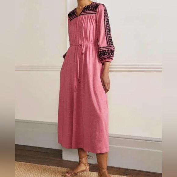 Boden boho embroidered jersey midi dress - Picture 9 of 9
